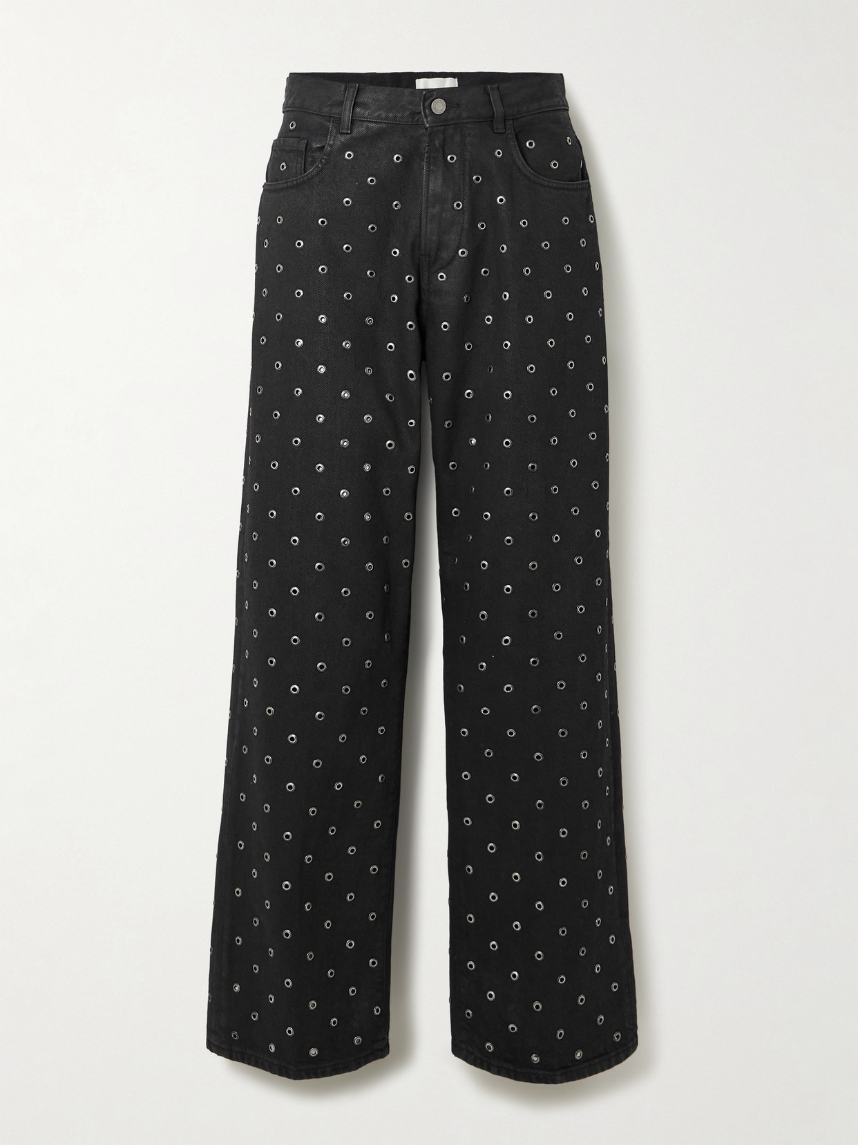 Shop Haikure Bonnie Embellished High-rise Straight-leg Jeans In Black
