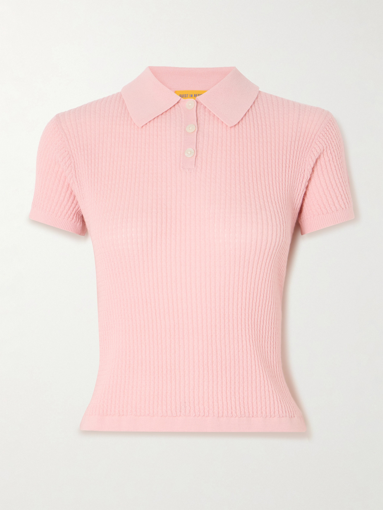 Guest In Residence Ribbed Cashmere Polo Sweater In Pink