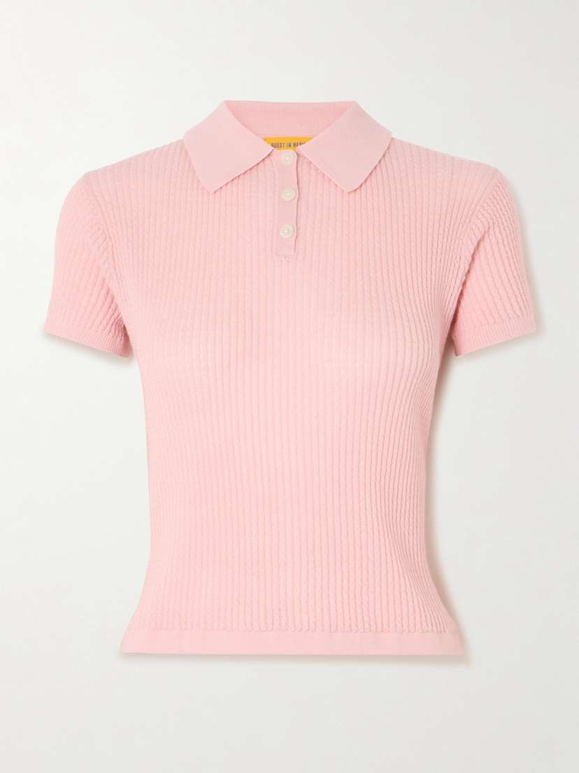 Guest In Residence Ribbed Cashmere Polo Sweater