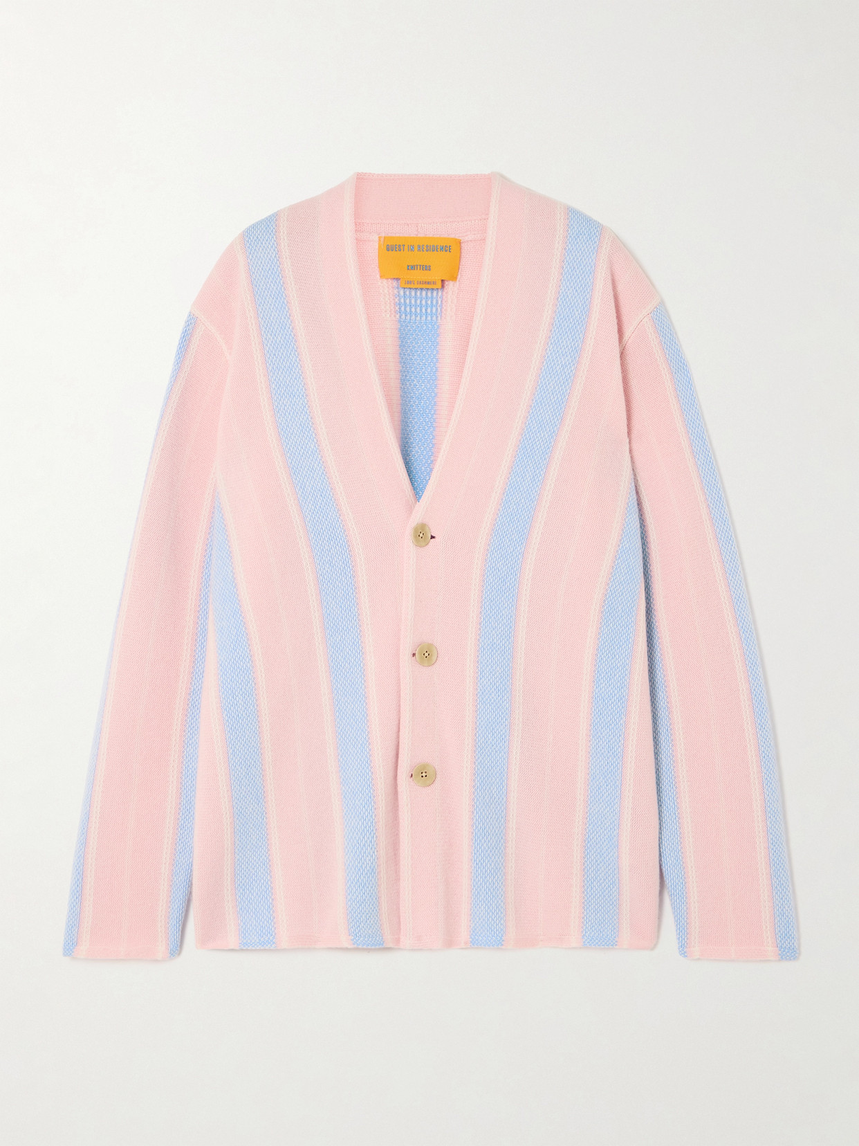 Guest In Residence Baja Everywear Cashmere Cardigan Powder Pink Combo In Pink