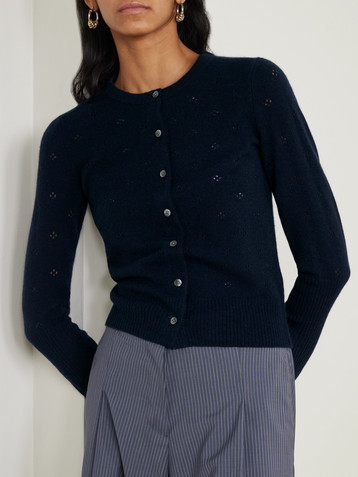 Guest In Residence Jane pointelle-knit cashmere cardigan