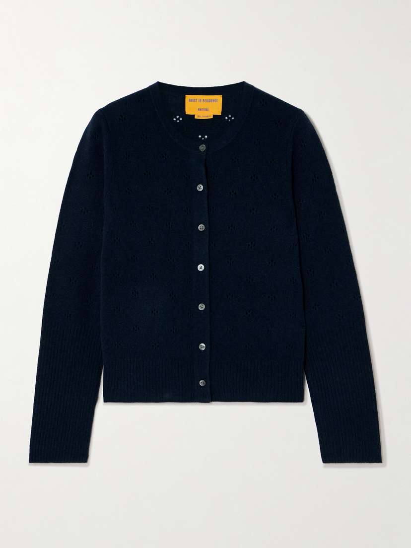 Guest In Residence Jane Pointelle-knit Cashmere Cardigan
