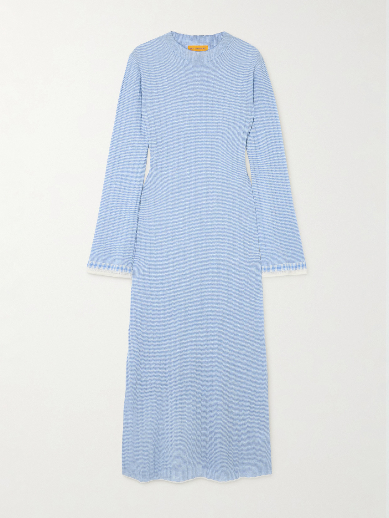 Guest In Residence Striped Silk And Linen-blend Maxi Dress In Blue