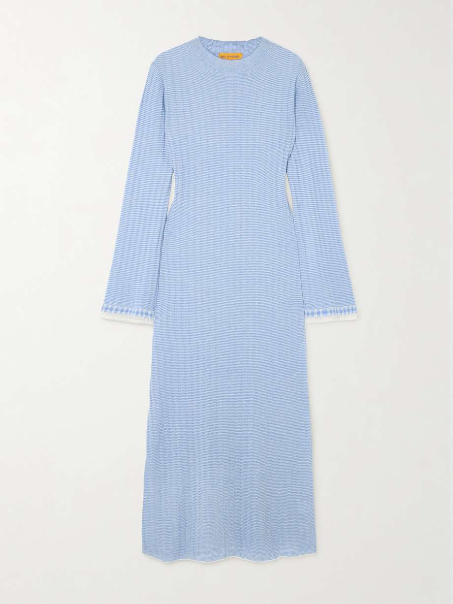 striped silk and linen-blend maxi dress