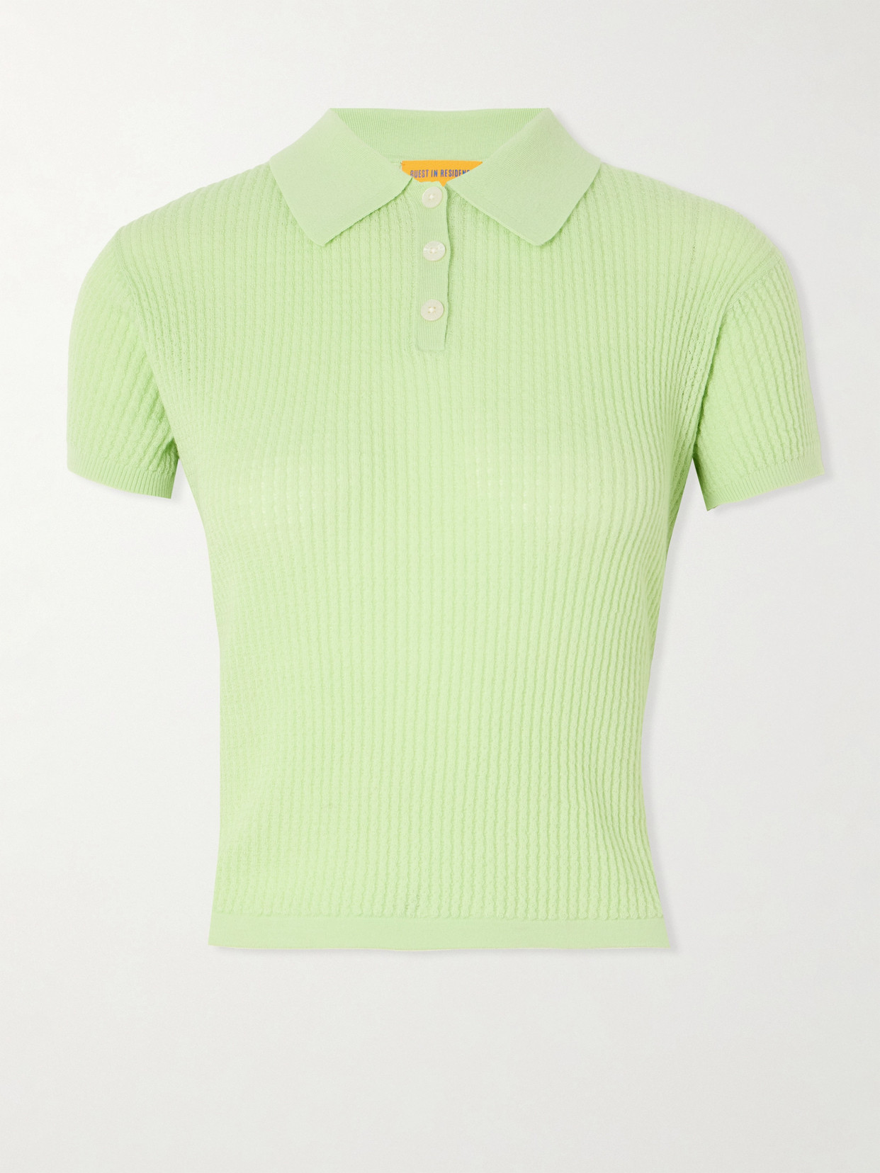Guest In Residence Ribbed Cashmere Polo Sweater In Green