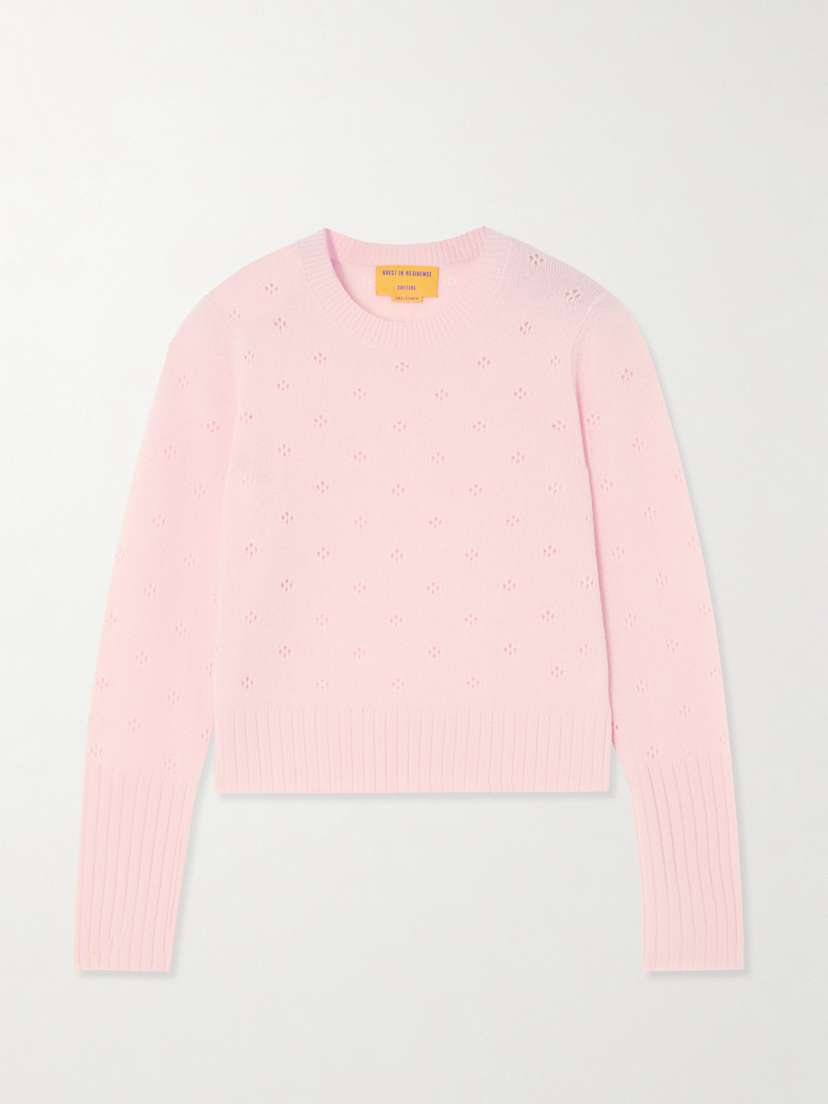 Guest In Residence Pointelle-knit Cashmere Sweater