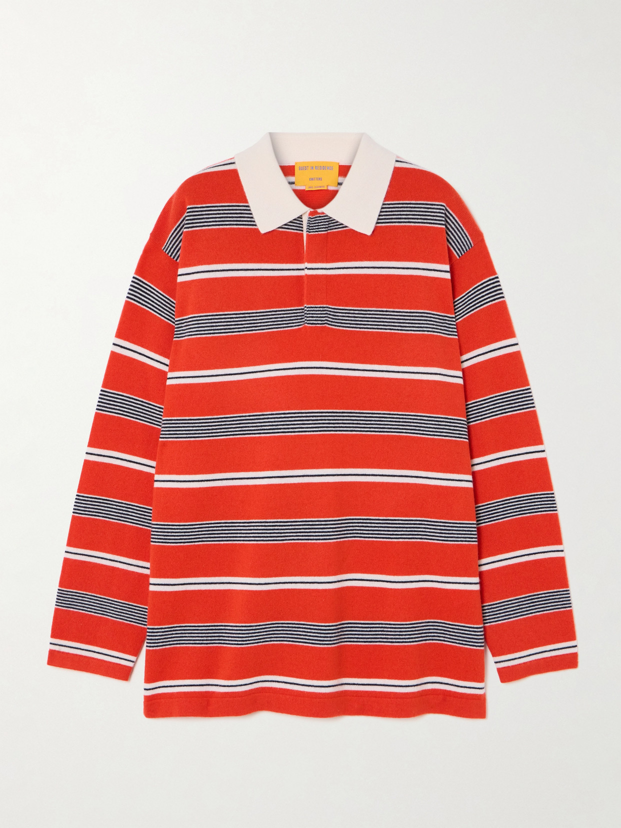 Guest In Residence Cashmere Striped Rugby Shirt In Red