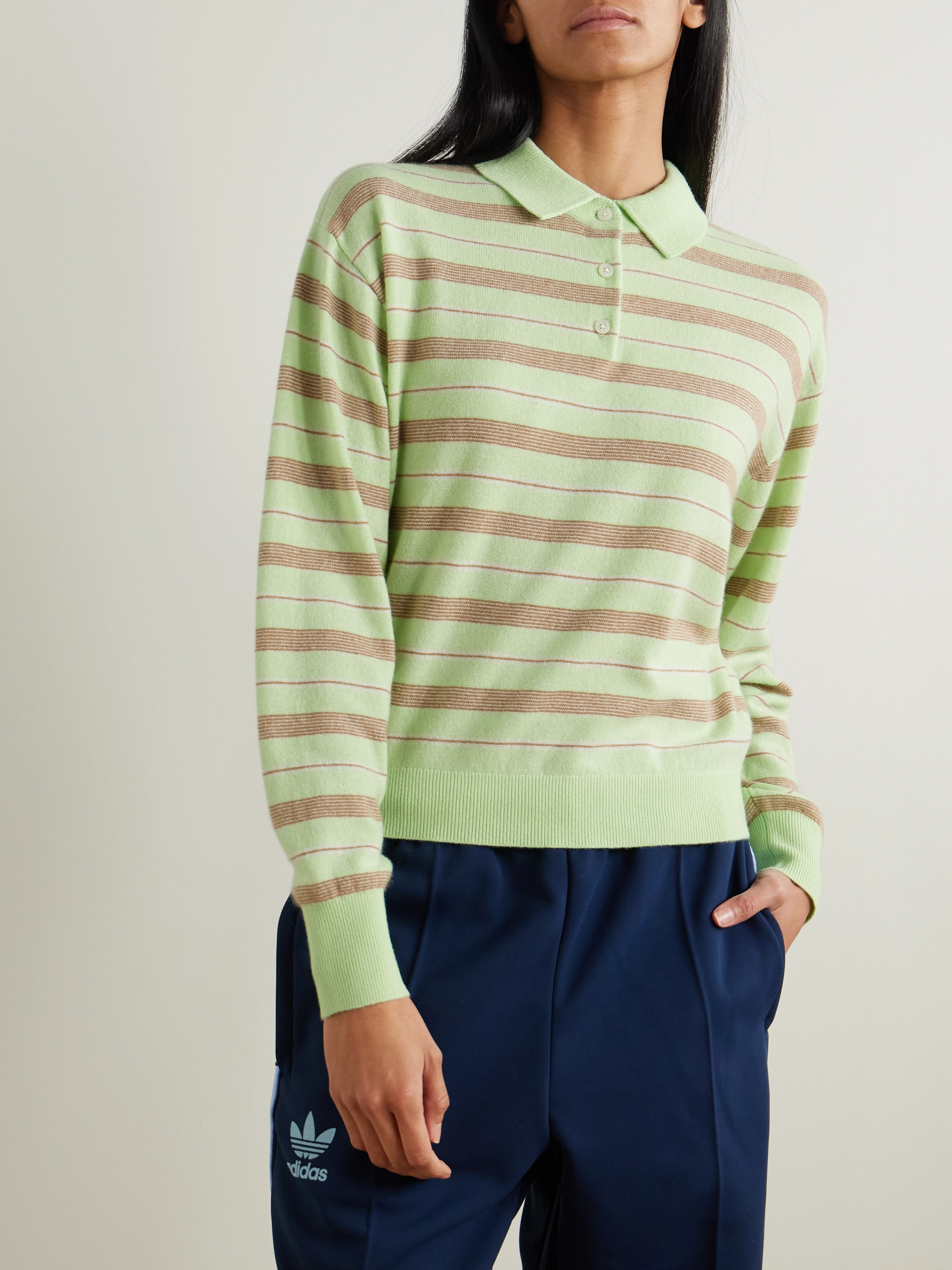 Guest In Residence Striped cashmere polo sweater