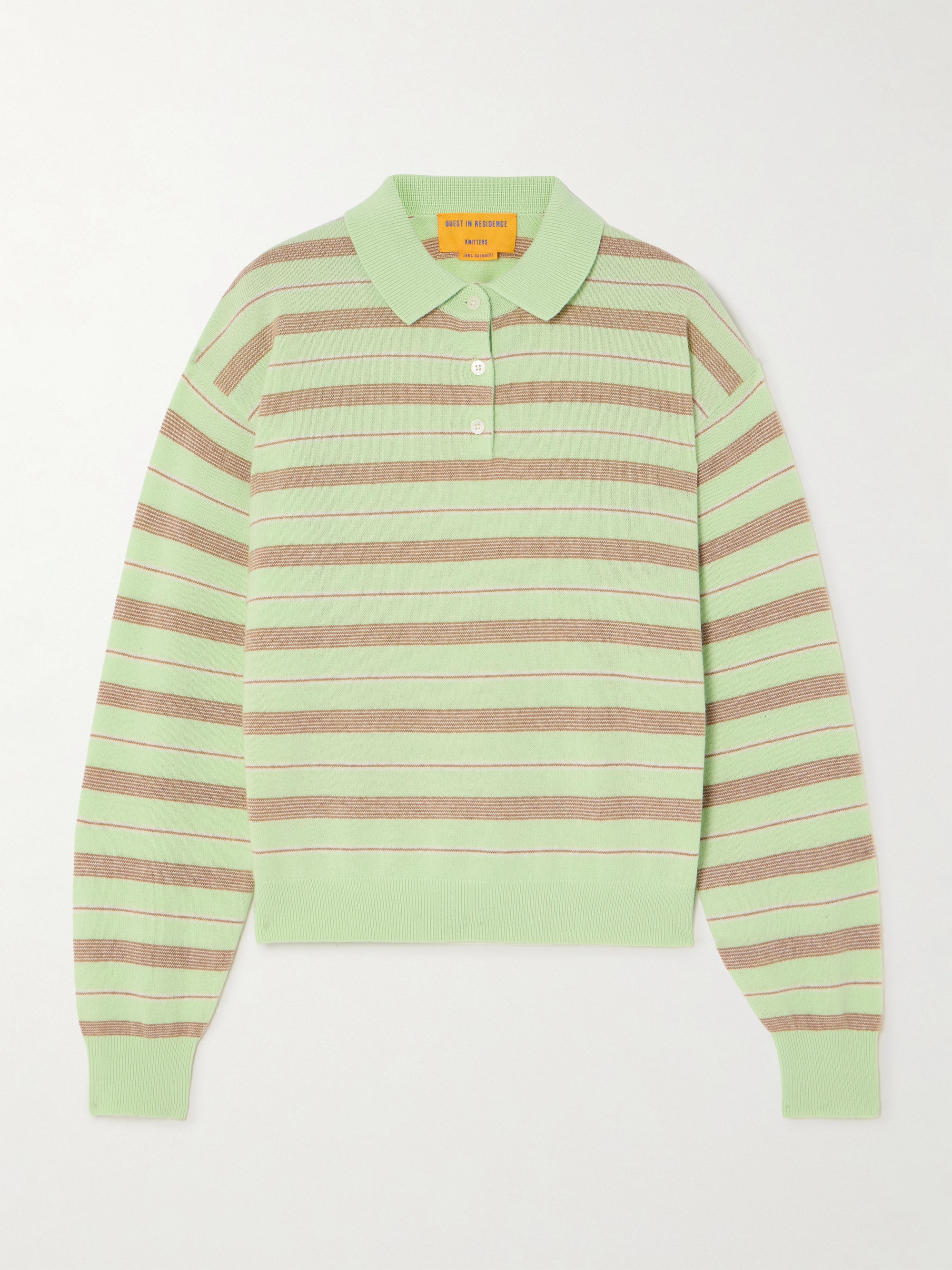 Guest In Residence Striped cashmere polo sweater thumbnail