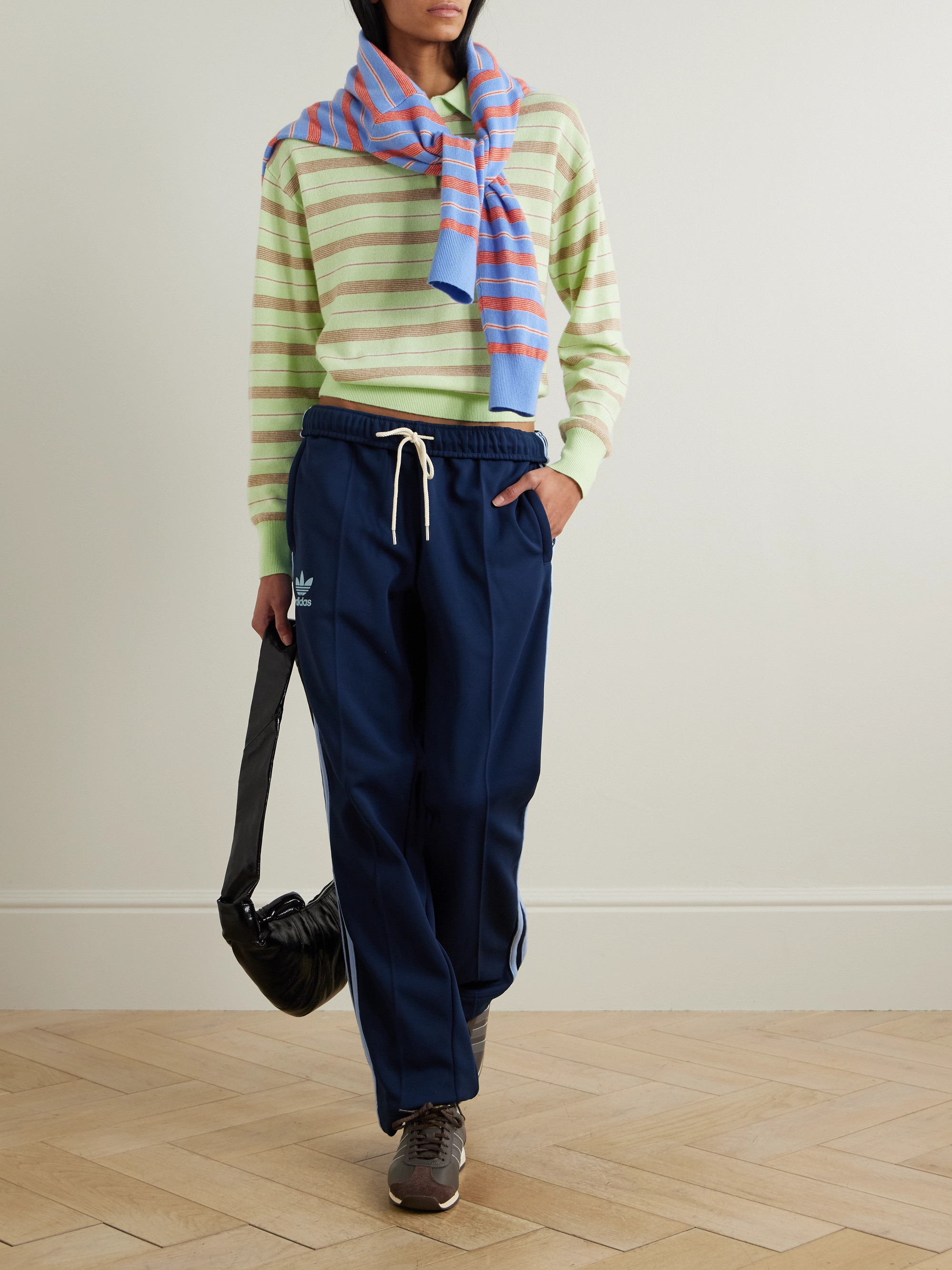 Guest In Residence Striped cashmere polo sweater thumbnail