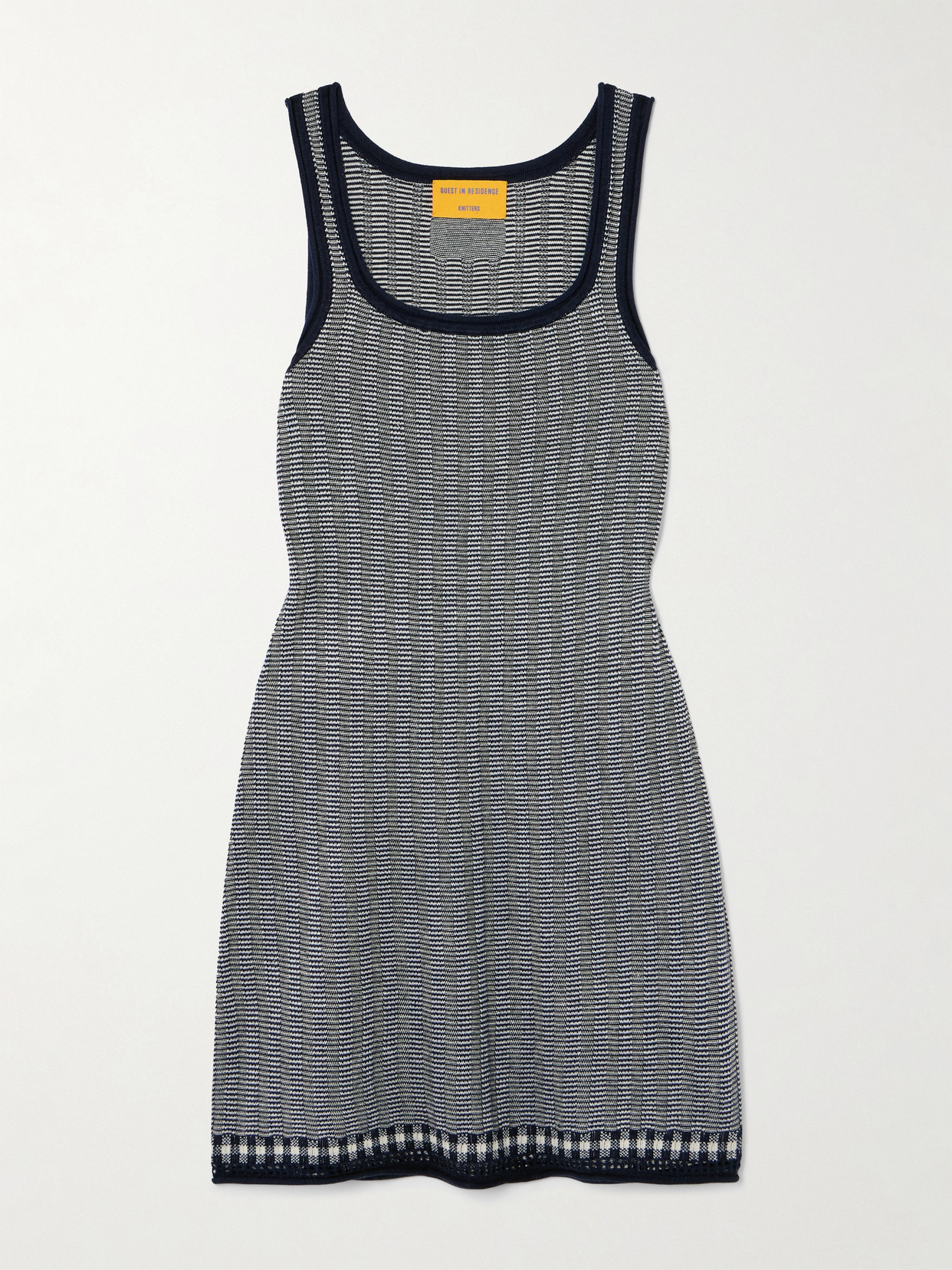 Guest In Residence Striped Silk And Linen-blend Mini Dress In Blue