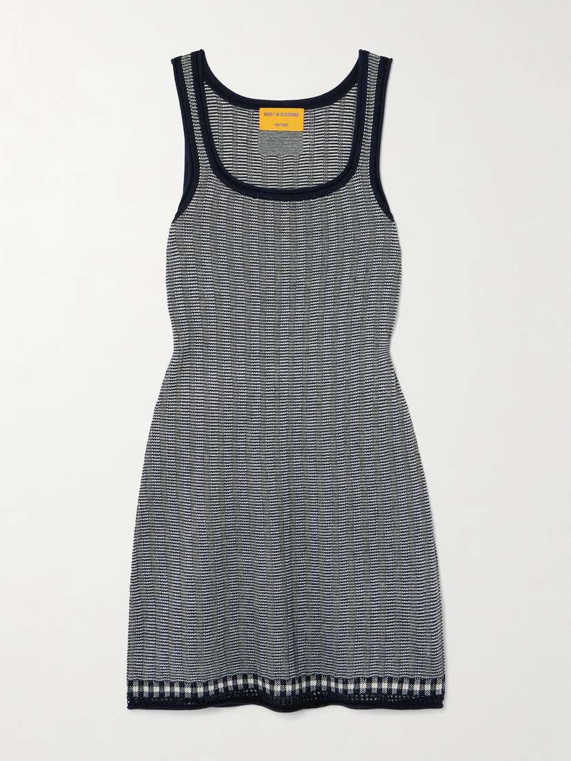 Guest In Residence Striped Silk And Linen-blend Mini Dress