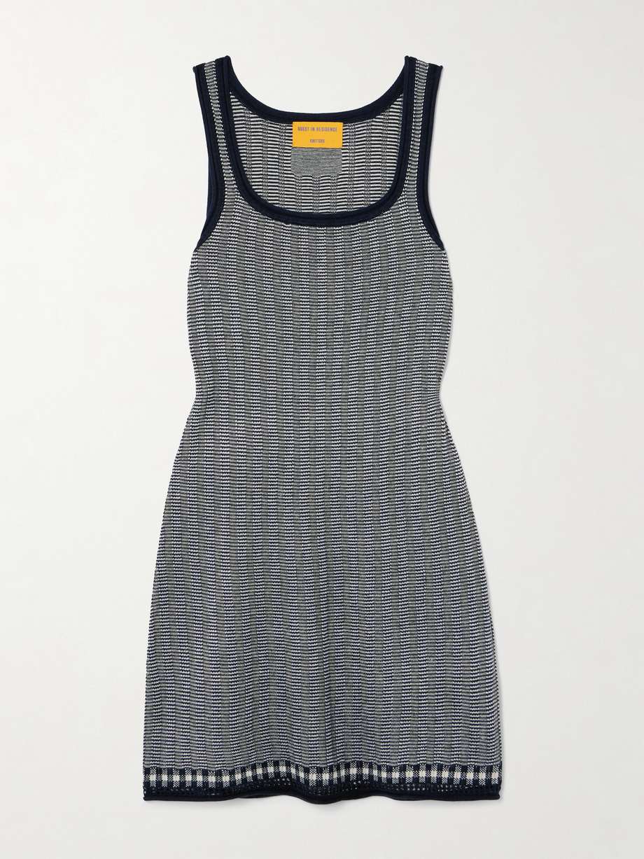 striped silk and linen-blend mini dress