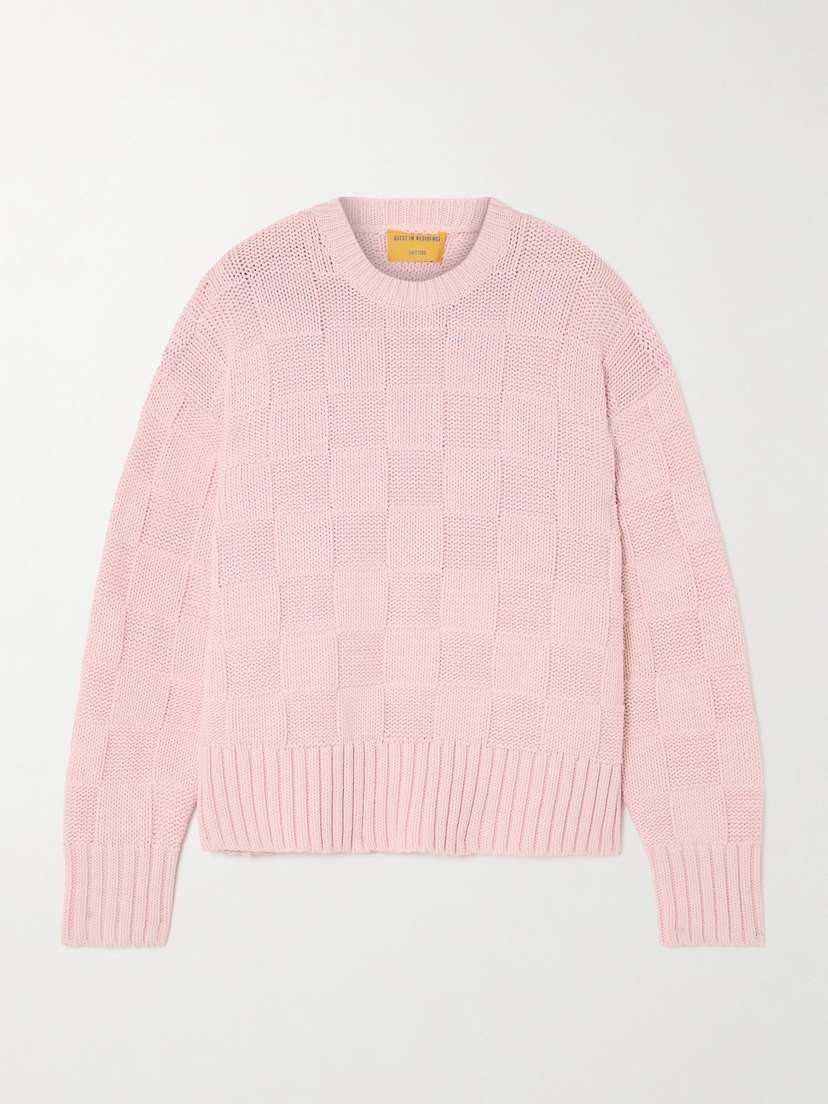 Guest In Residence Checked Cotton-blend Sweater