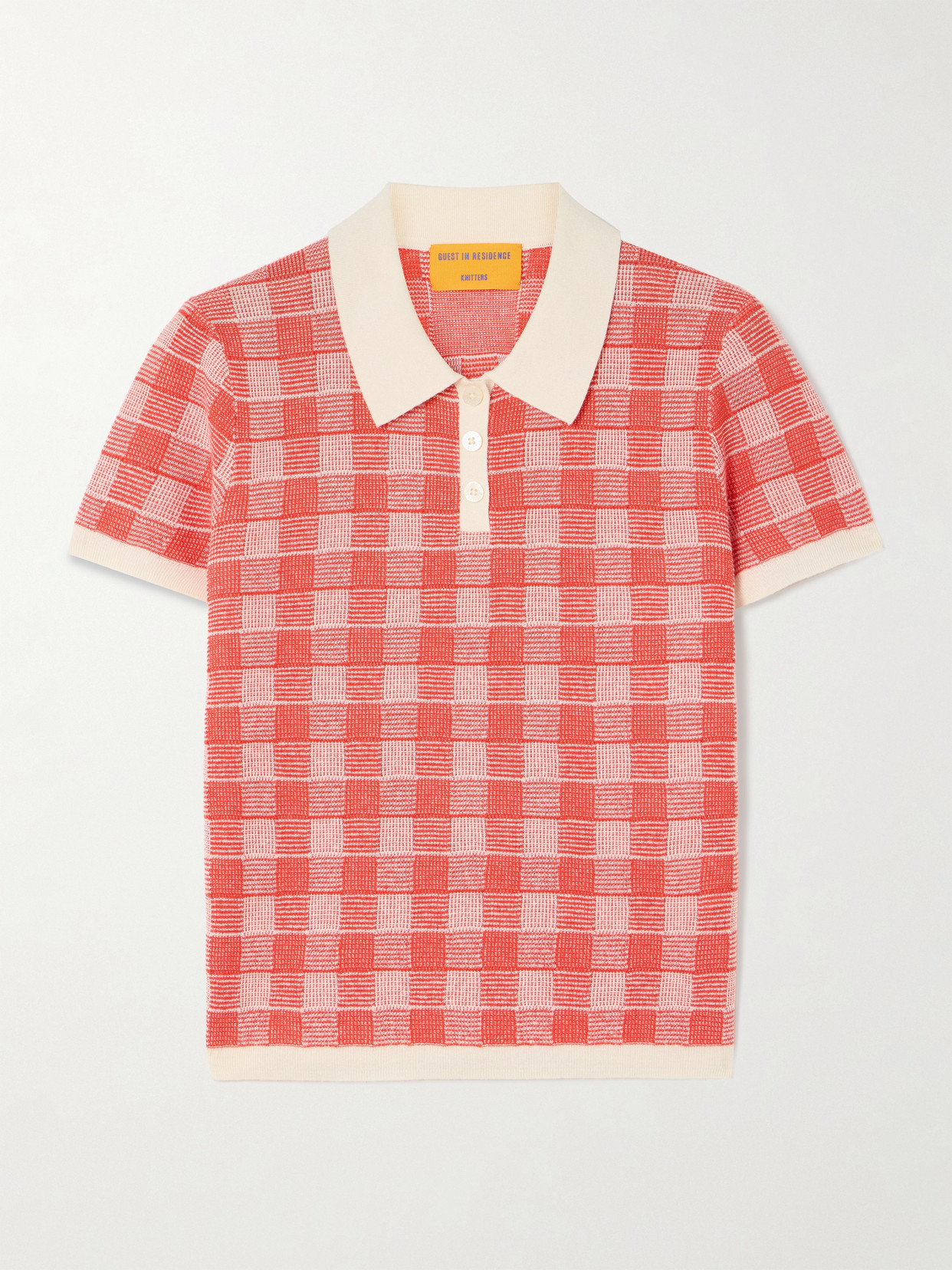 Guest In Residence Gingham Shrunken Polo In Red