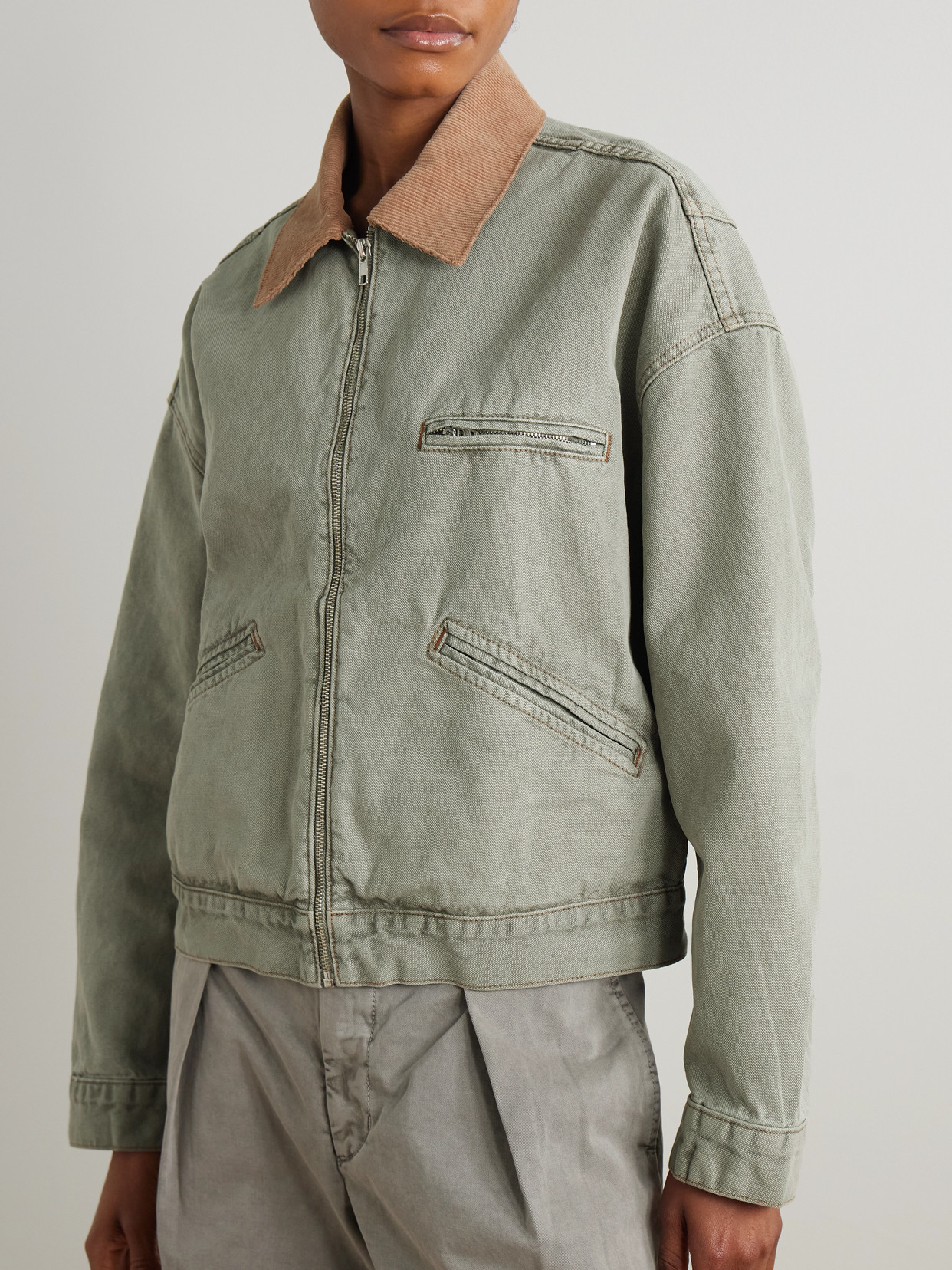 SLVRLAKE CAMDEN GARAGE CORDUROY-TRIMMED COTTON-CANVAS JACKET