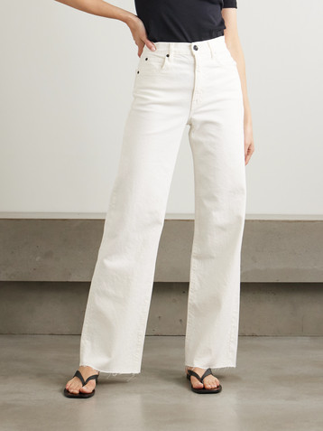 SLVRLAKE Grace frayed high-rise wide-leg jeans