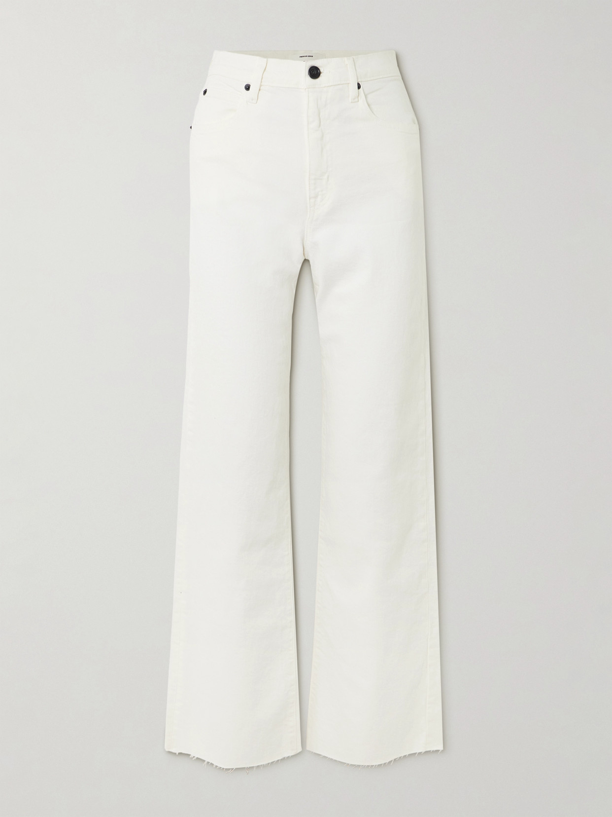 Shop Slvrlake Grace Frayed High-rise Wide-leg Jeans In White