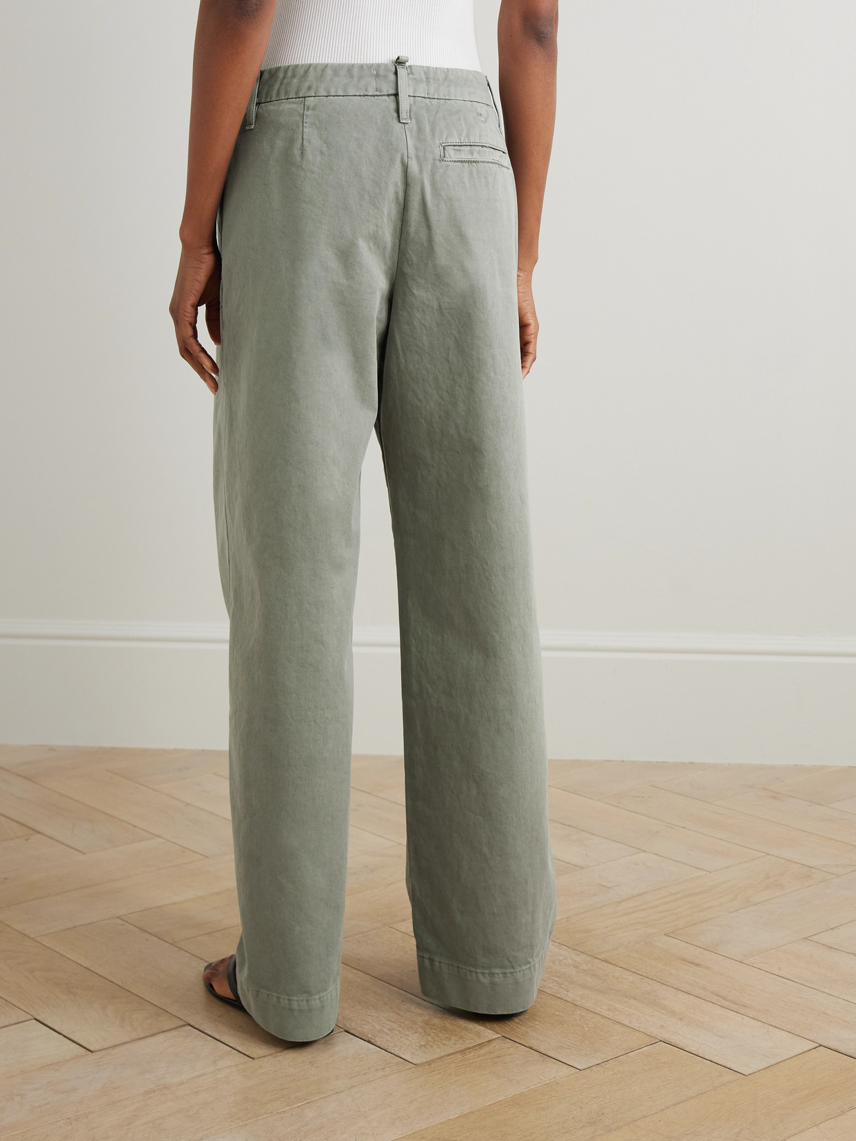 Slvrlake Pleated Cotton Wide-leg Pants