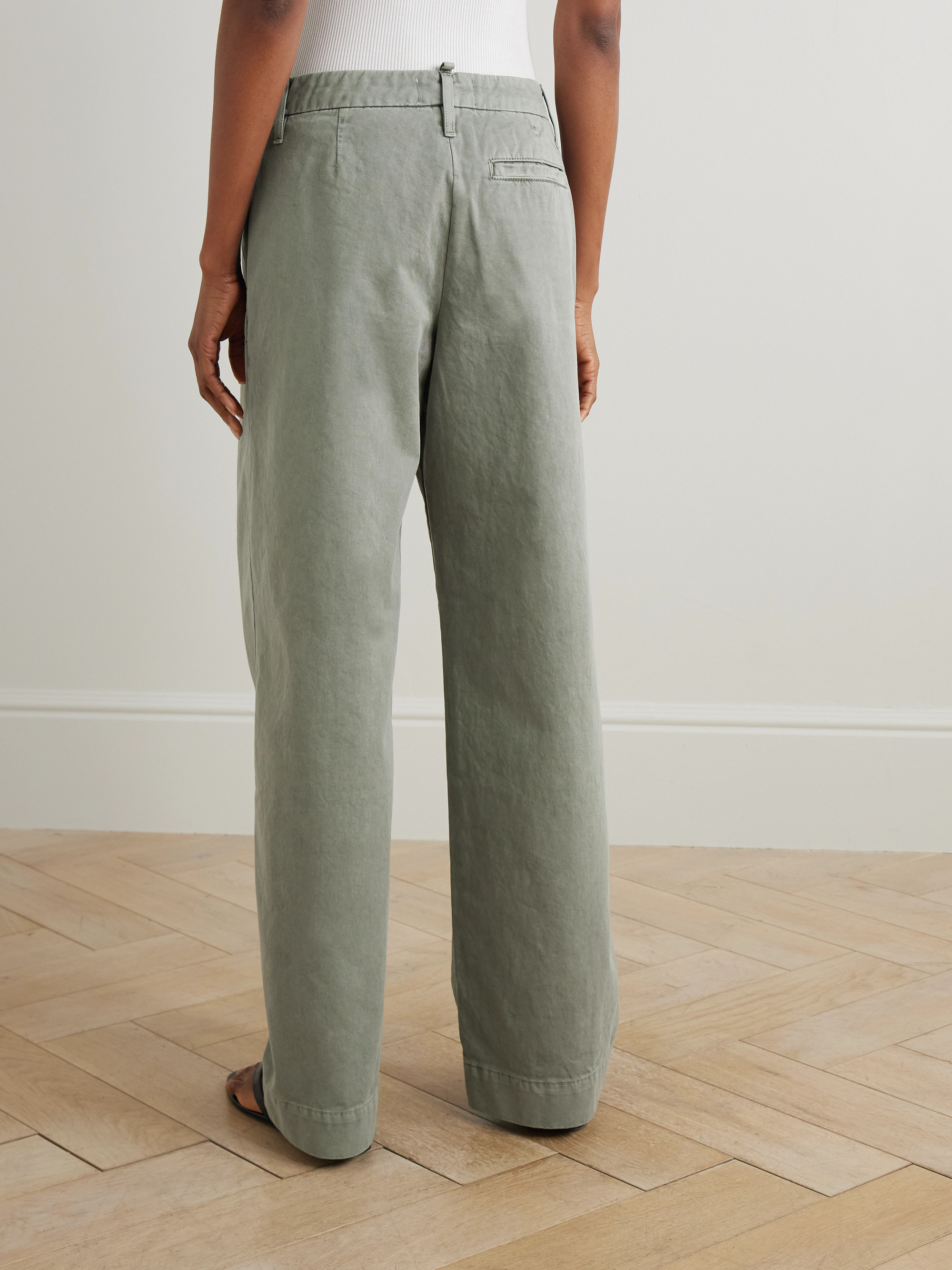 SLVRLAKE Pleated cotton wide-leg pants thumbnail
