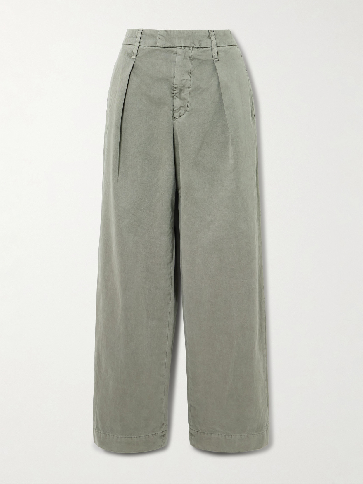 Slvrlake Pleated Cotton Wide-leg Pants