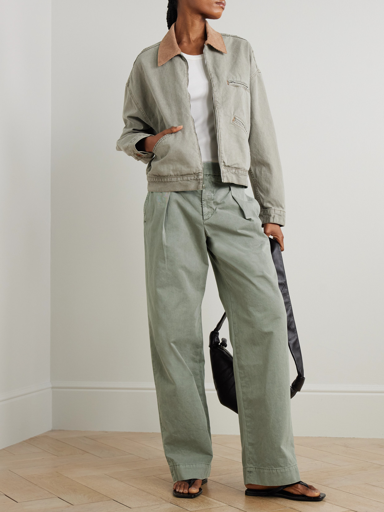 Slvrlake Pleated Cotton Wide-leg Pants