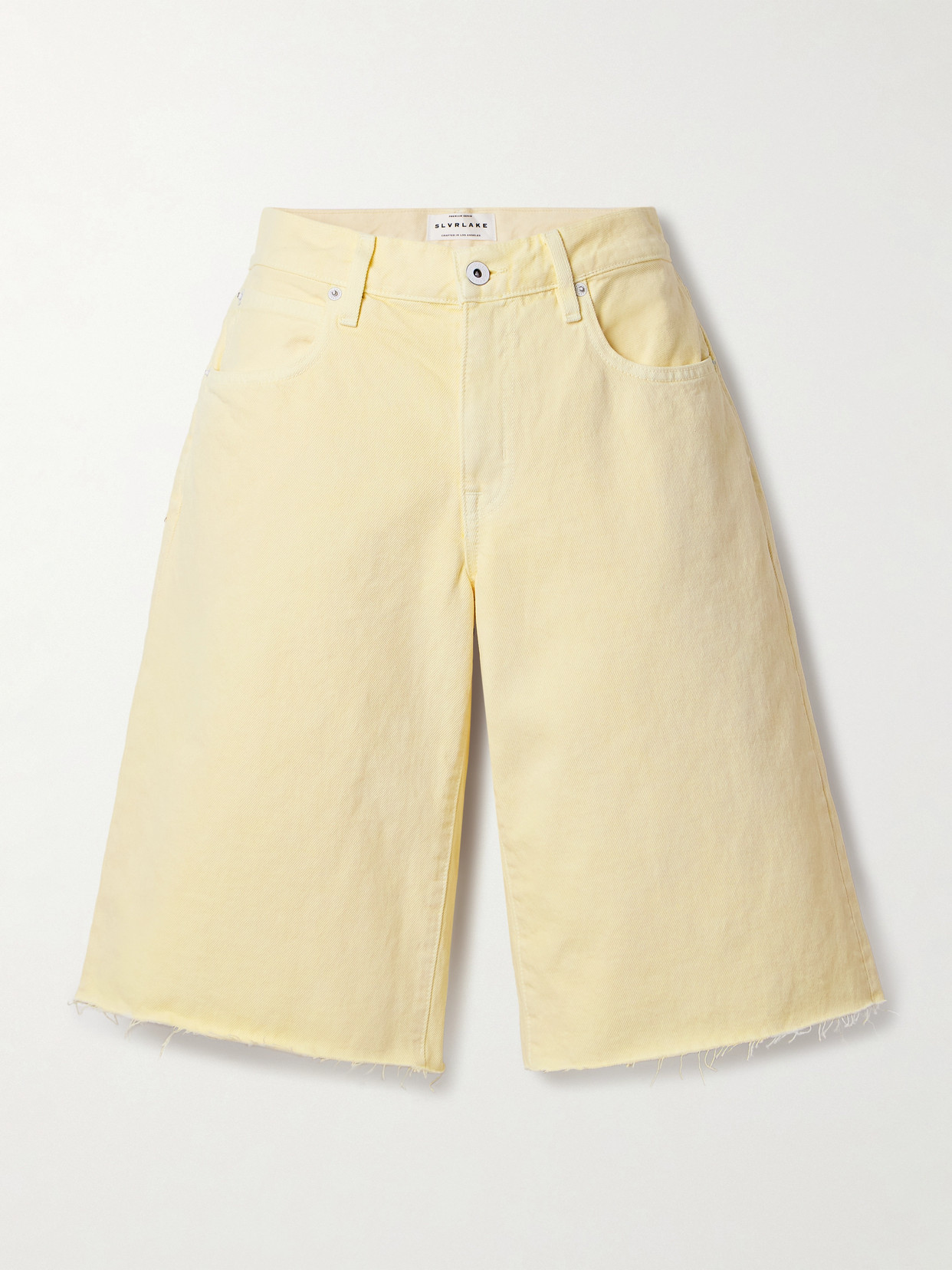 Slvrlake Mica Frayed Denim Shorts In Yellow