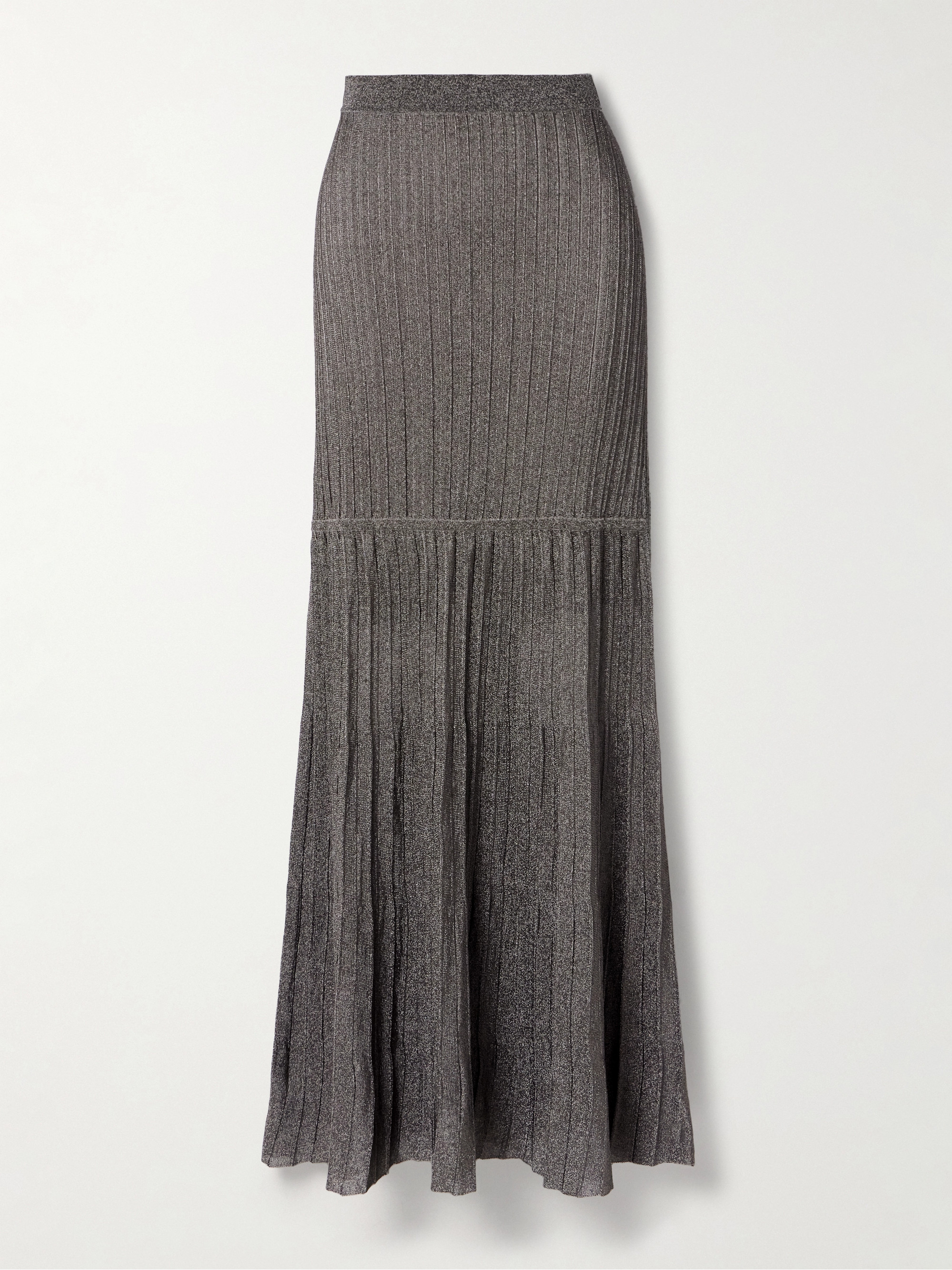 Adam Lippes Metallic ribbed-knit maxi skirt thumbnail