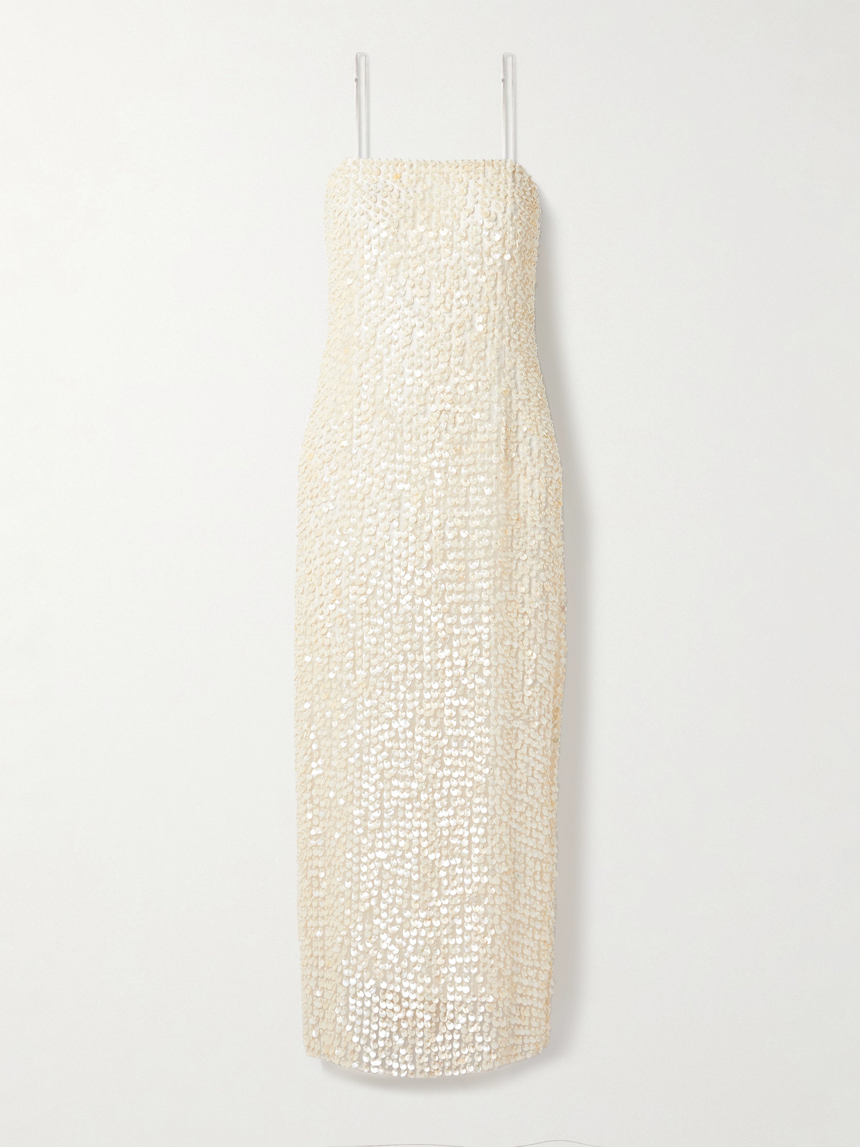 Adam Lippes Brie Embellished Silk-organza Midi Dress In Ivory