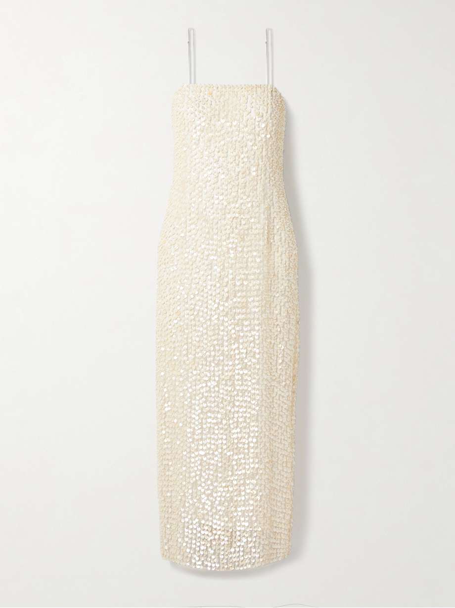 brie embellished silk-organza midi dress