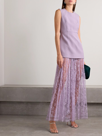 Adam Lippes Odette layered wool and silk-blend and lace maxi dress