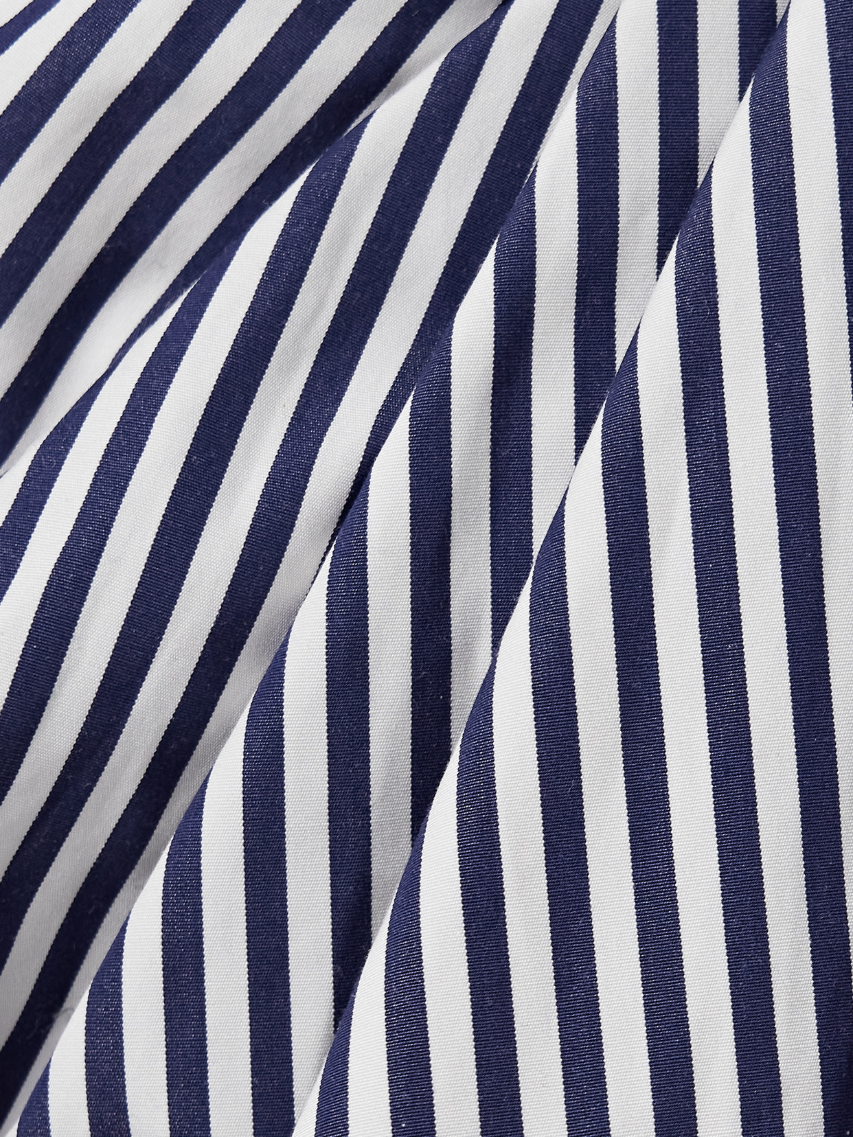 Adam Lippes Cari Wrap-effect Gathered Striped Cotton-poplin Midi Dress In Blue