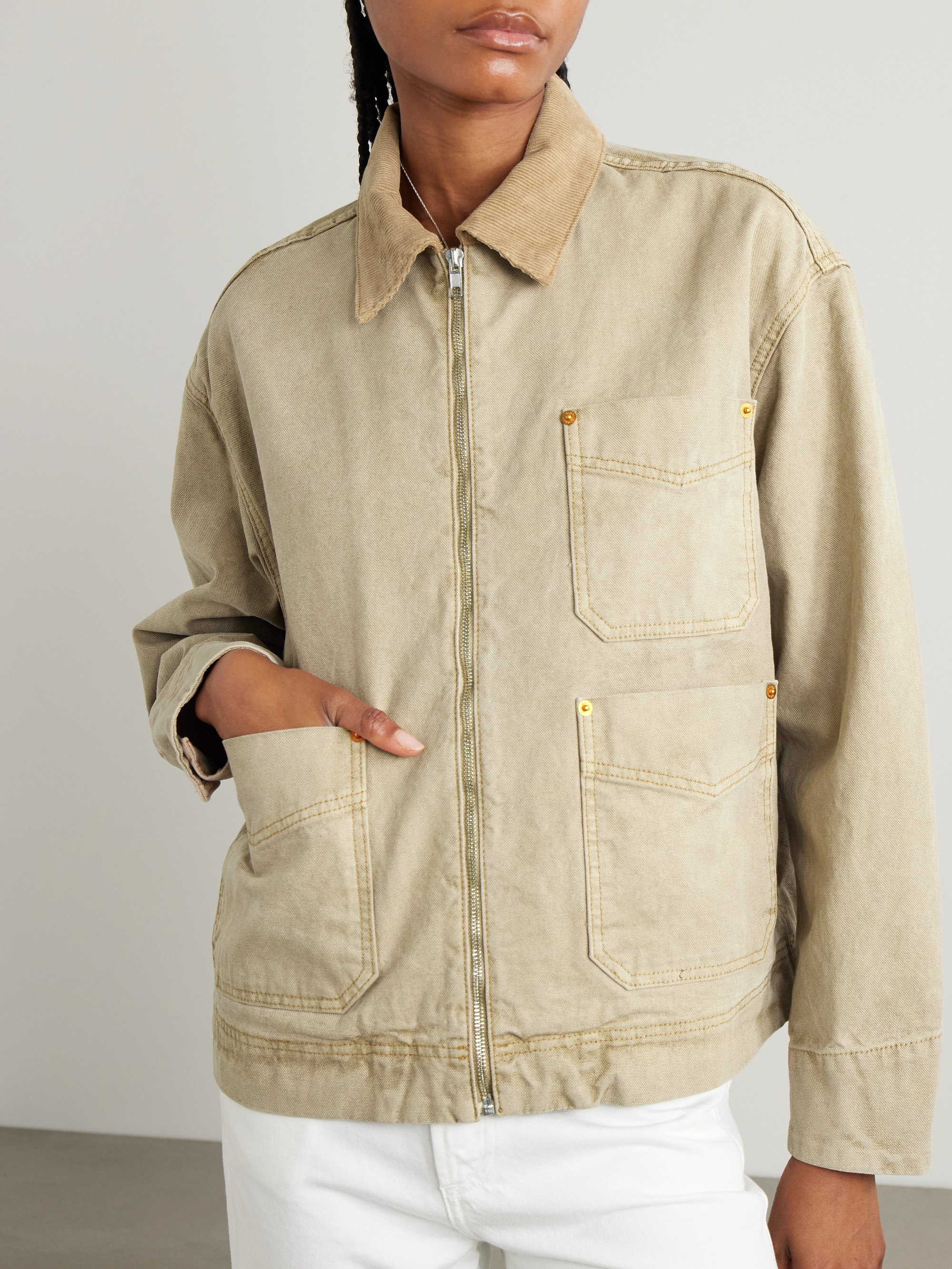 SLVRLAKE - Casey corduroy-trimmed canvas jacket | Plush