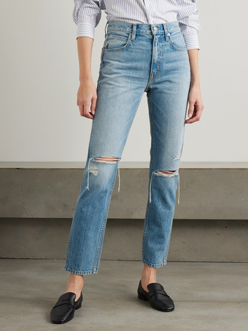 SLVRLAKE Virginia distressed high-rise slim-leg jeans