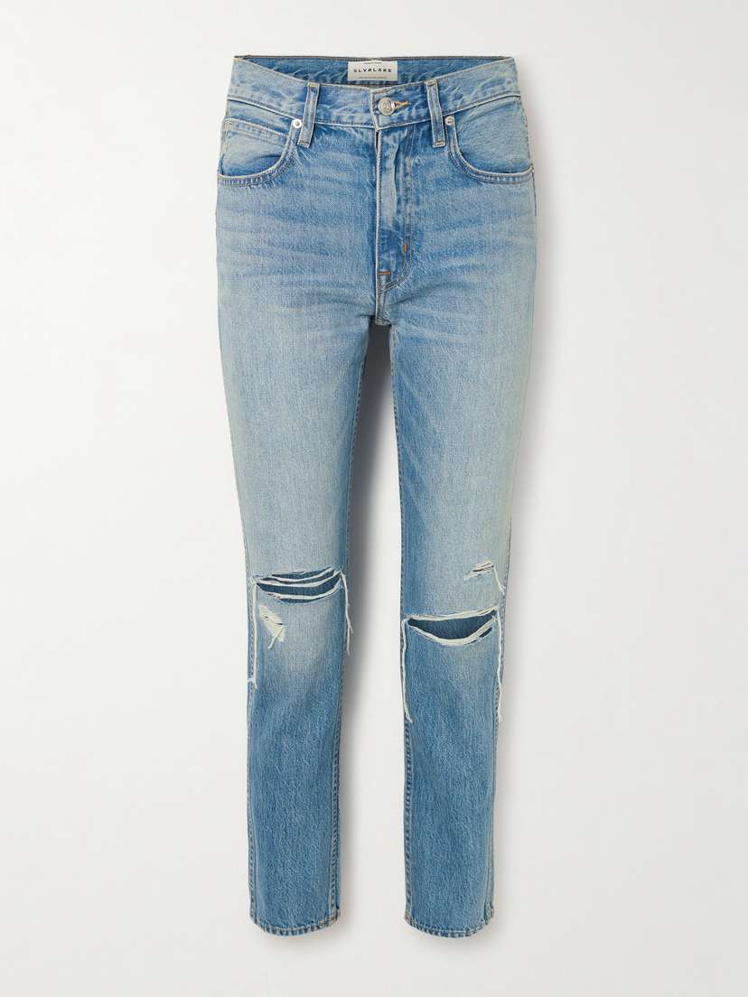 SLVRLAKE Virginia Distressed High-rise Slim-leg Jeans