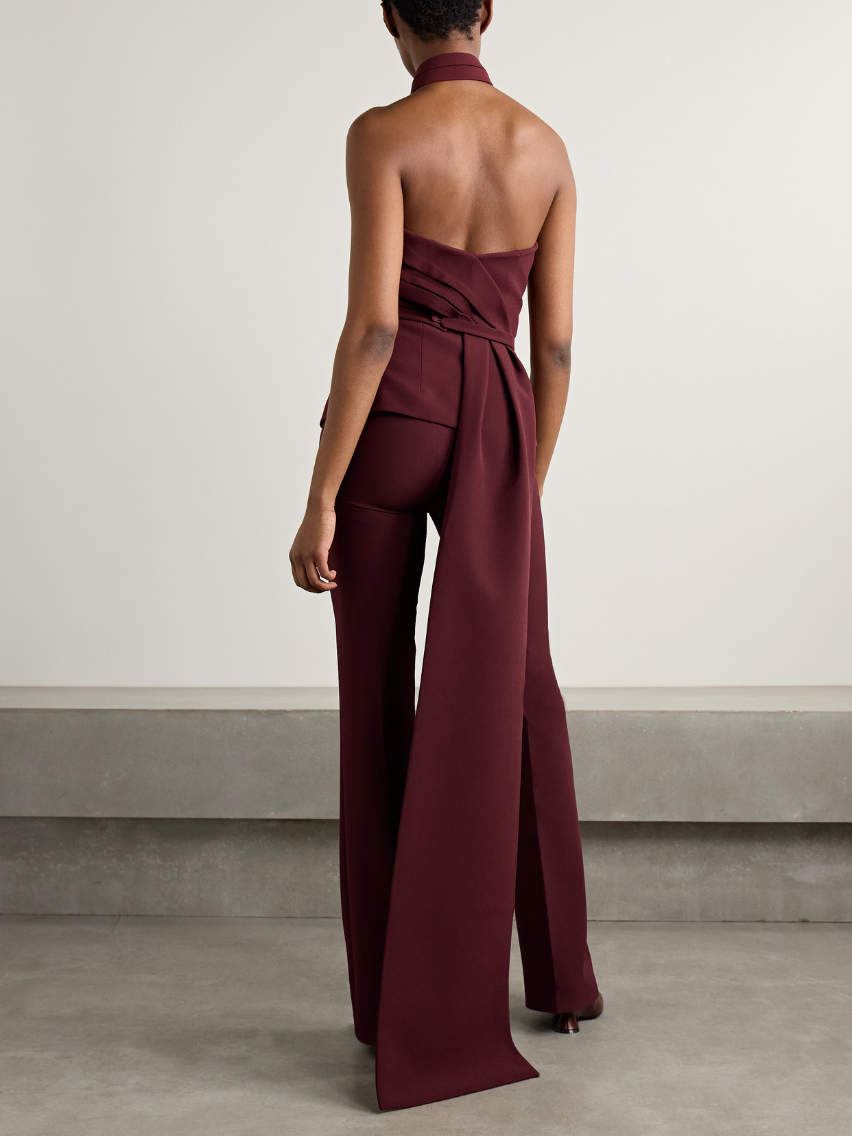 Odele Asymmetric Draped Crepe Halterneck Top