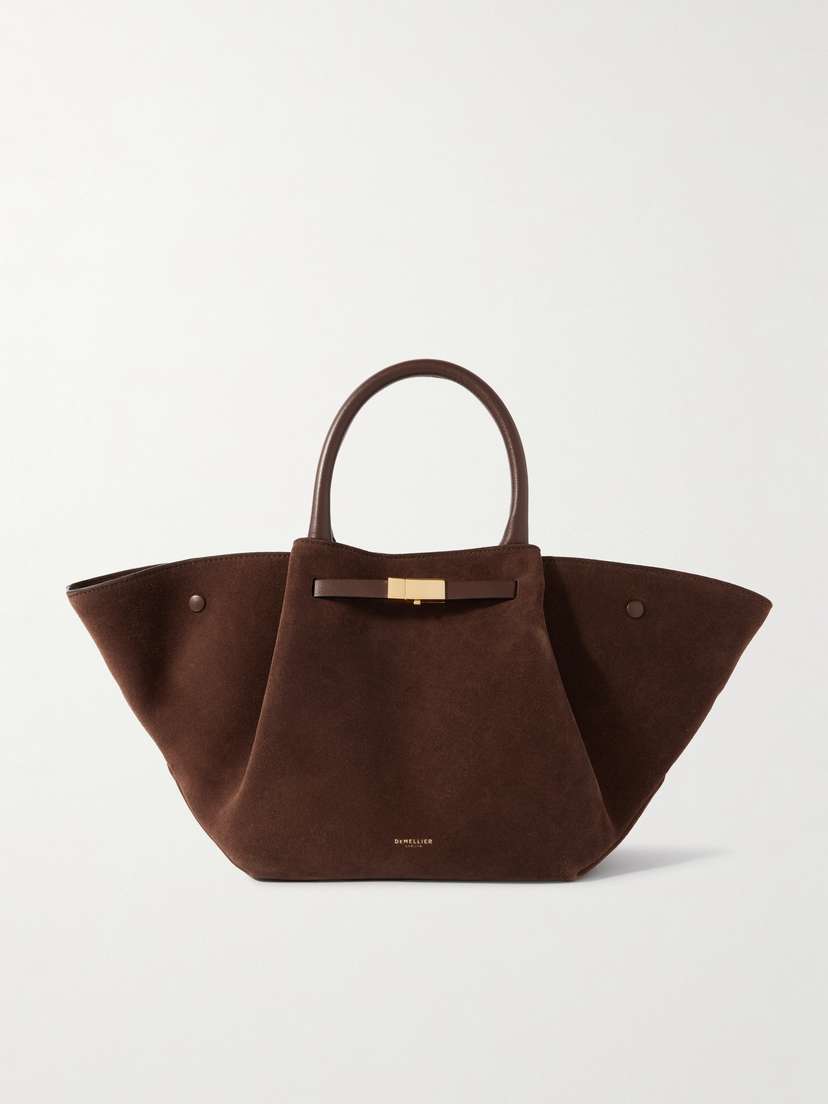 DeMellier New York Midi Leather-trimmed Suede Tote