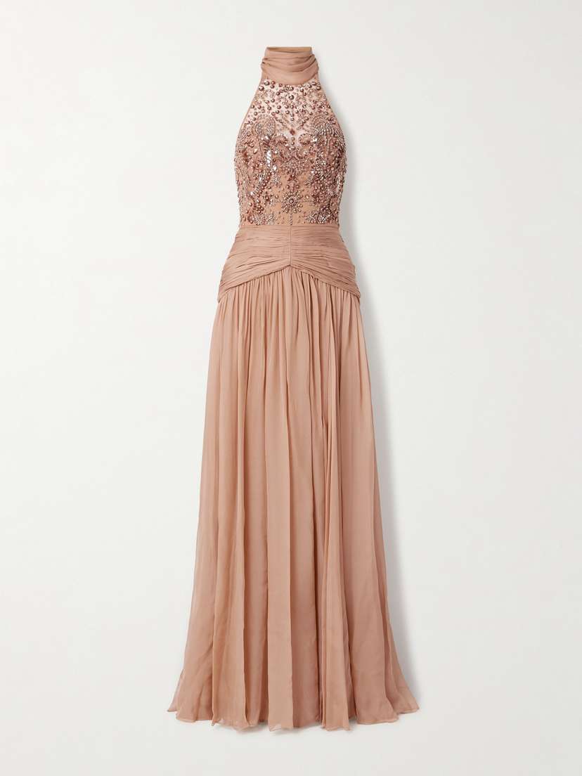 Zuhair Murad Embellished Tulle And Gathered Silk-chiffon Gown