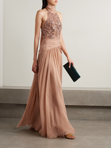 Zuhair Murad Embellished tulle and gathered silk-chiffon gown
