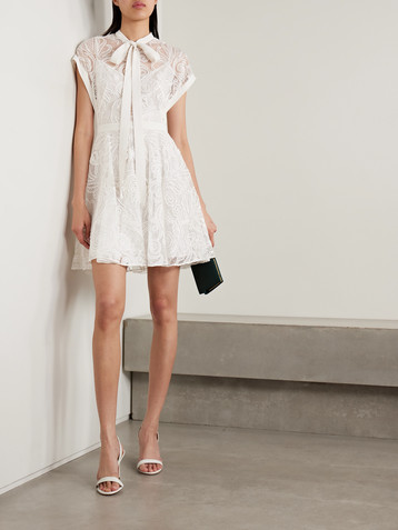 Zuhair Murad Tie-detailed crepe-trimmed corded lace mini dress