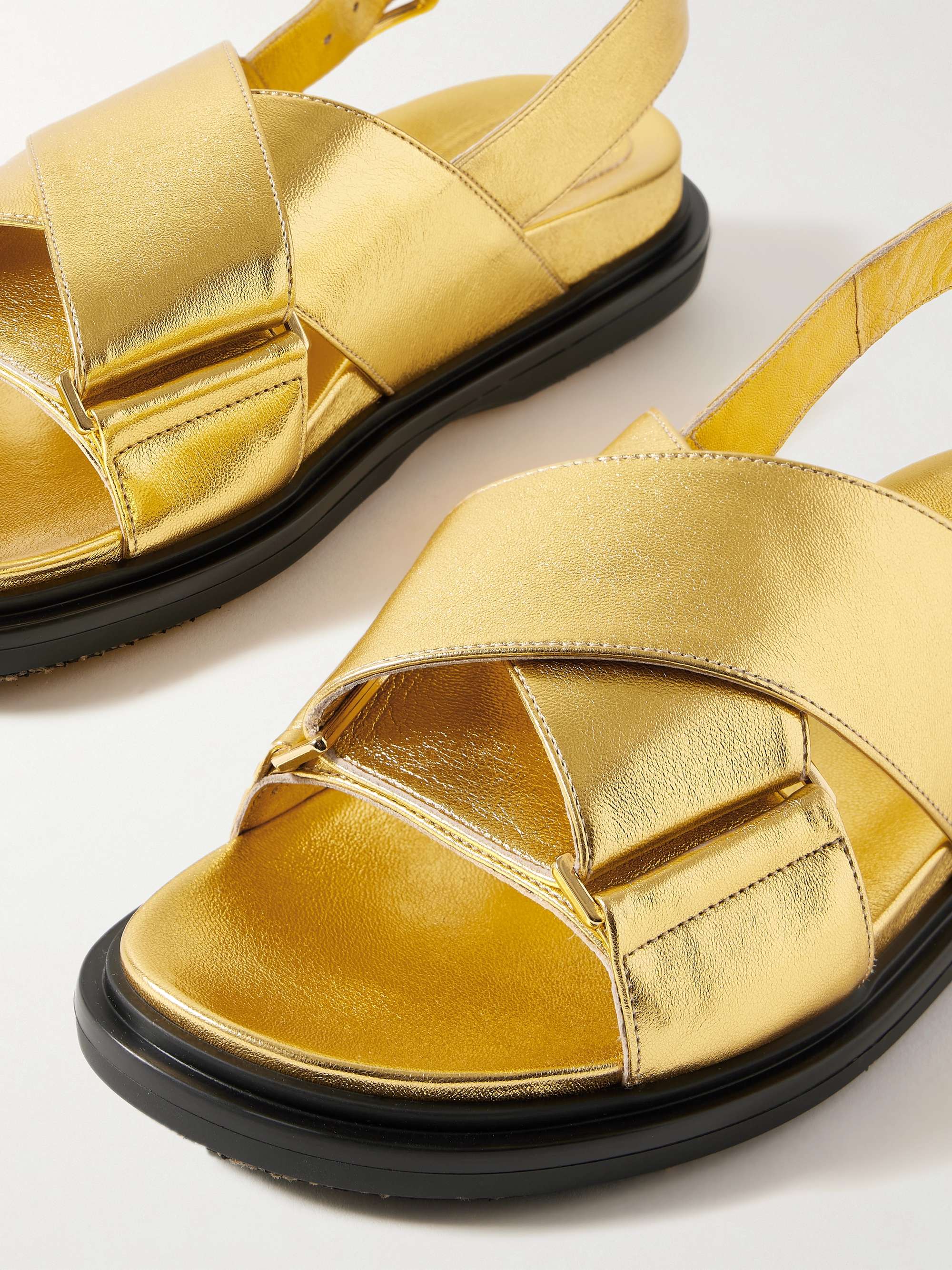 MARNI Fussbett metallic leather slingback sandals | NET-A-PORTER MARNI Fussbett metallic leather slingback sandals | NET-A-PORTER