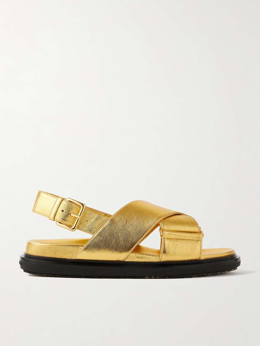 Marni Fussbett Metallic Leather Slingback Sandals