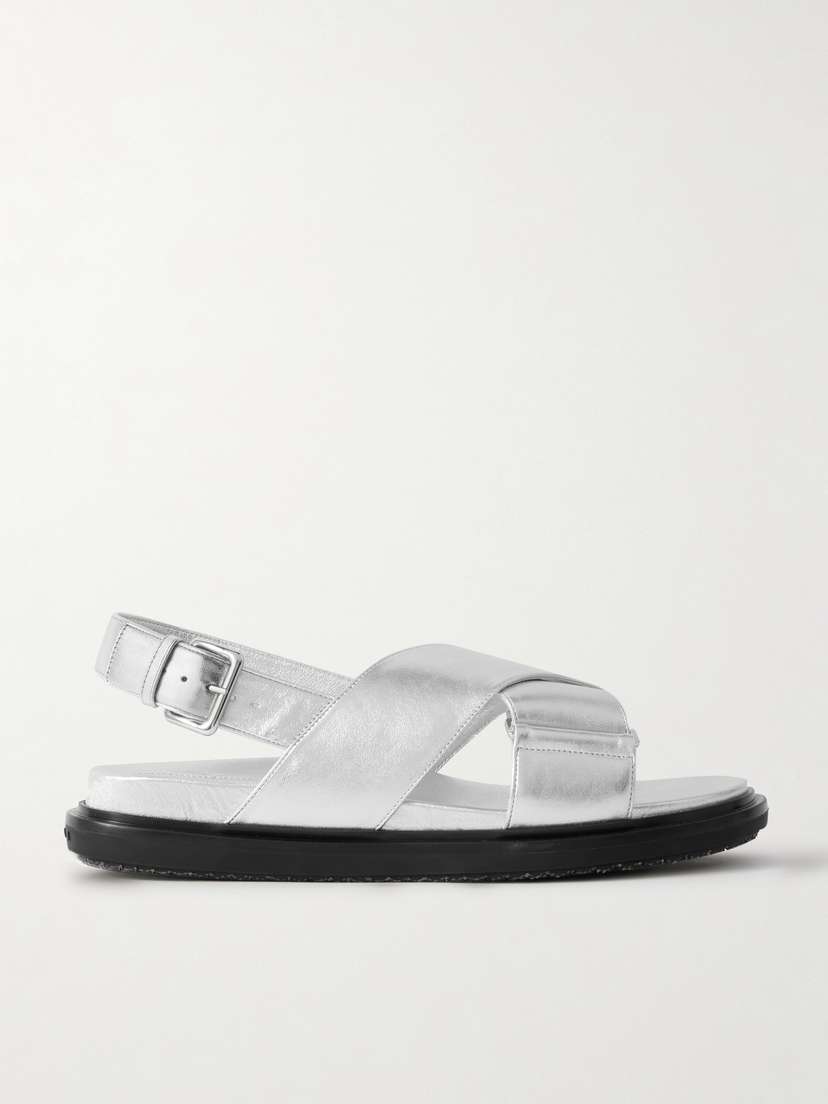 Marni Fussbett Metallic Leather Slingback Sandals