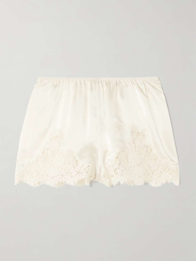 DÔEN Iona Lace-trimmed Silk-satin Shorts