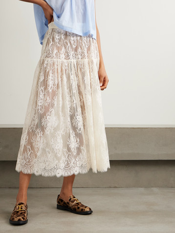 Dôen Sebastiane tiered lace midi skirt