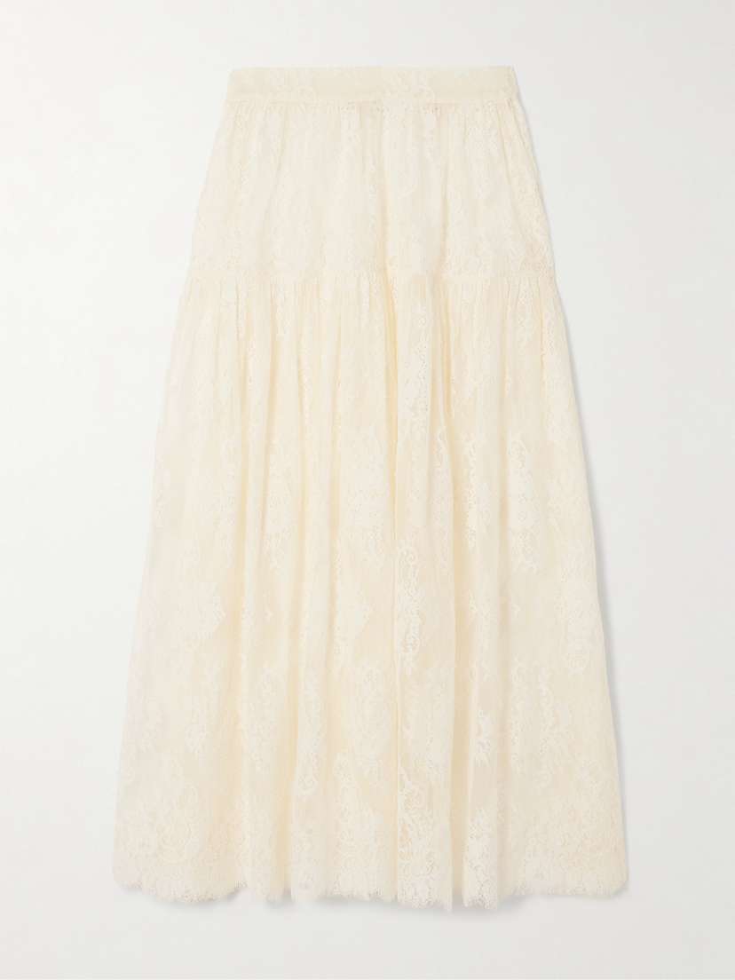DÔEN Sebastiane Tiered Lace Midi Skirt