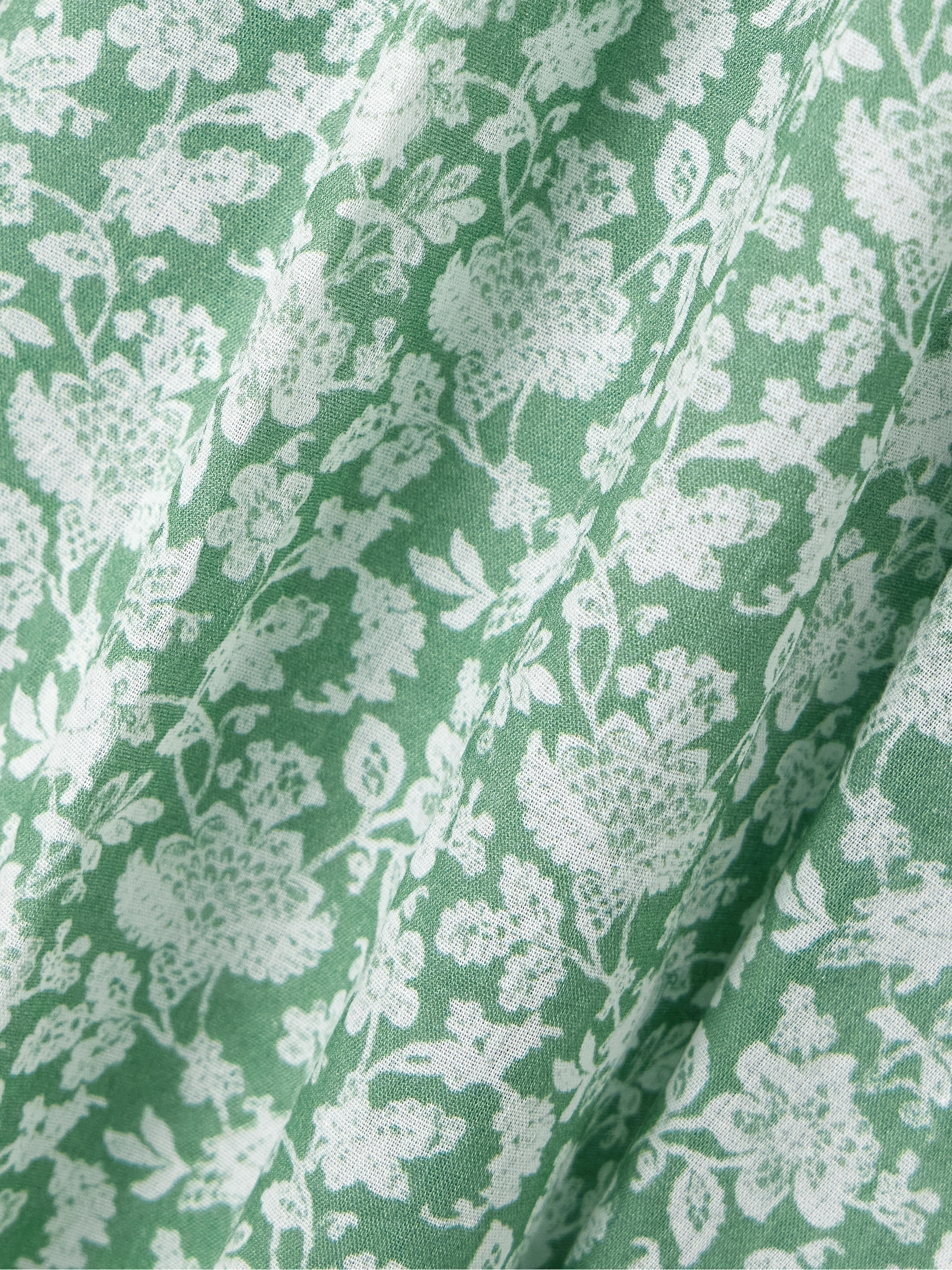 Dôen Emmaretta tie-detailed shirred floral-print organic cotton-voile midi dress thumbnail