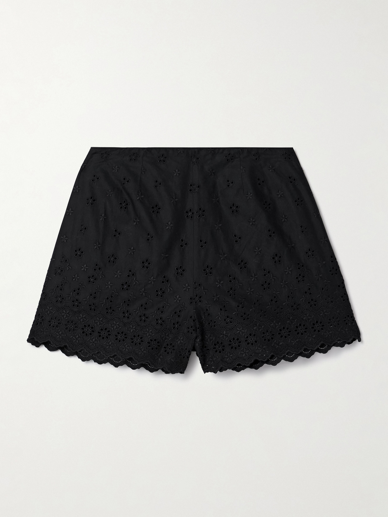 DÔEN - Arbre Broderie Anglaise Cotton Shorts - Black