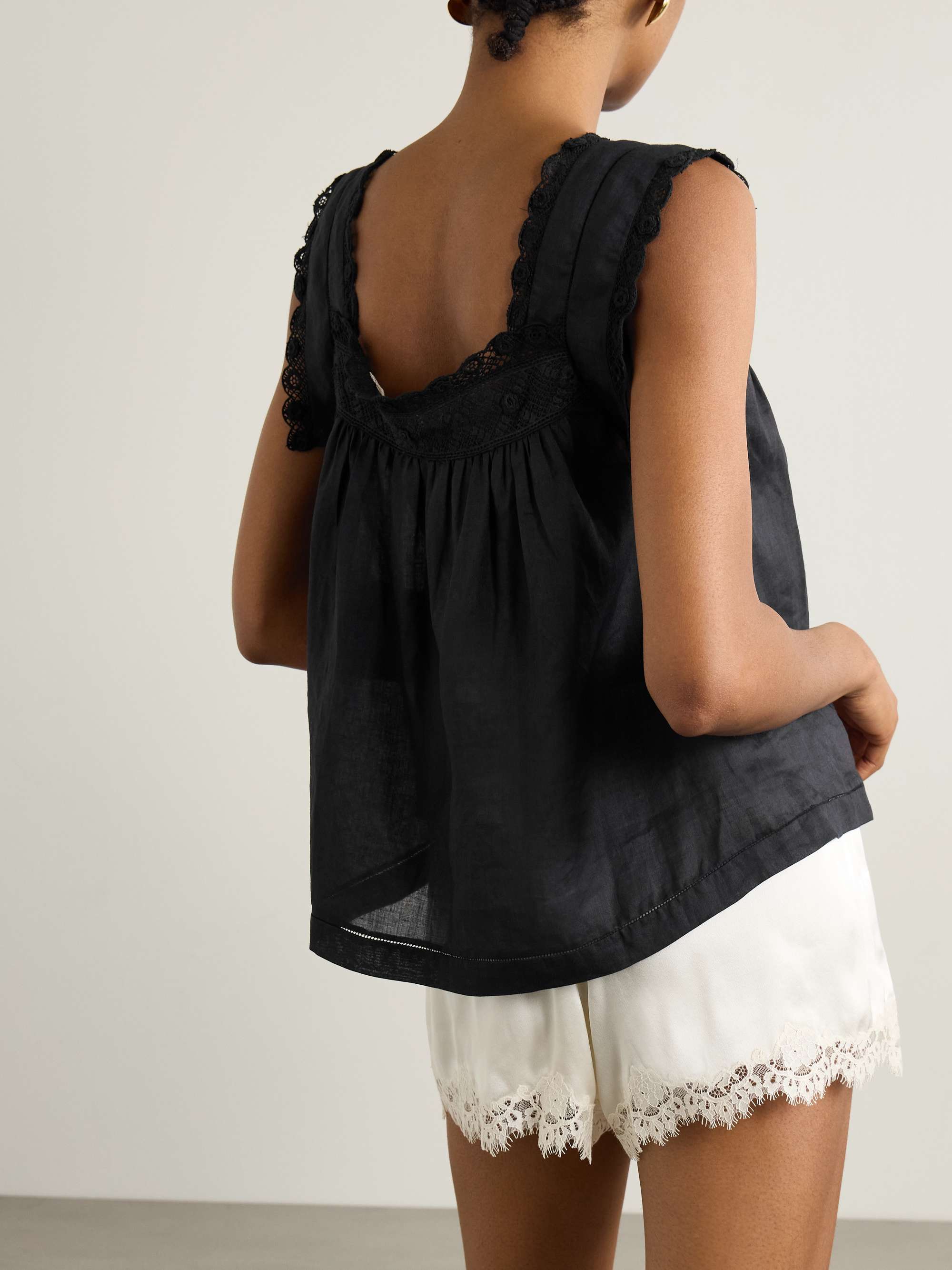 DÔEN Aphra crochet-trimmed ramie top