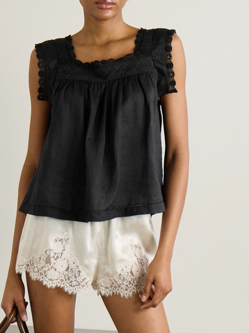 Dôen Aphra crochet-trimmed ramie top